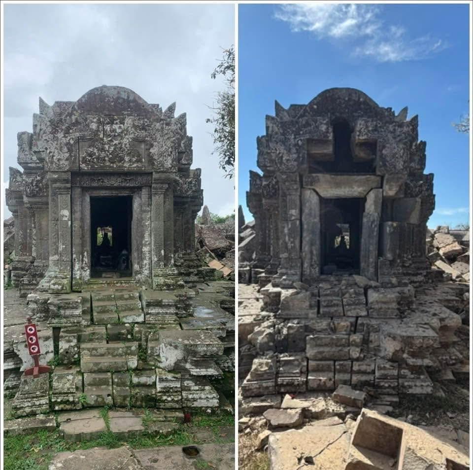 Thai soldiers destroyed ancient Khmer temples